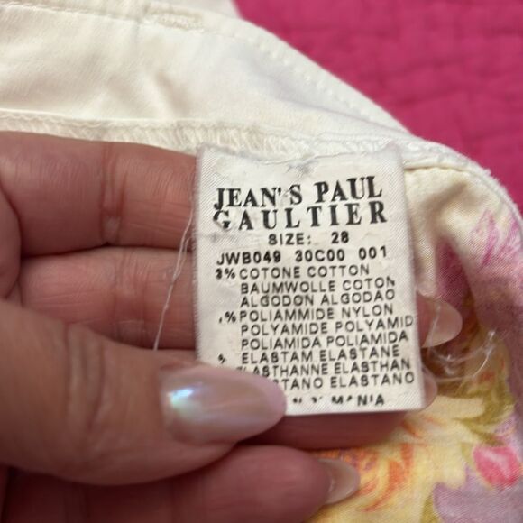 Jean Paul Gaultier white   Pants with Floral Accents, size 28 - Picture 11 of 11